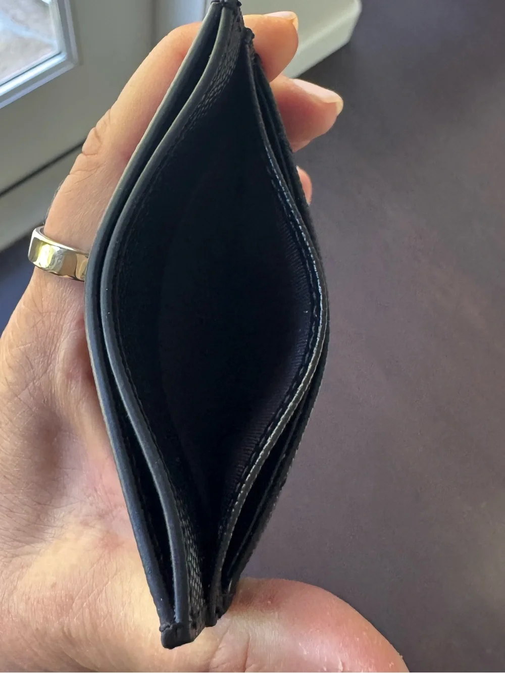 Saint Laurent Black Leather Card Holder with Gold YSL Emblem